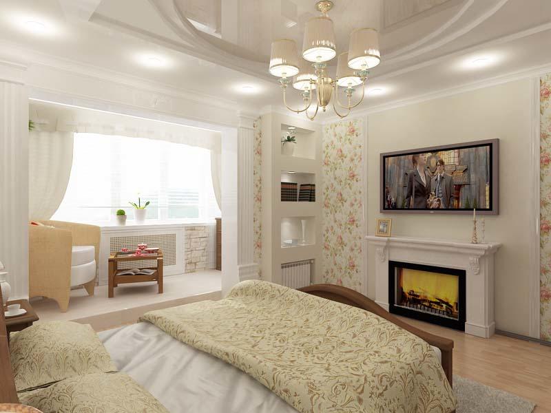 Если вы совмещаете спальню с балконом, то лучше всего выдержать комнату в светлых пастельных тонах